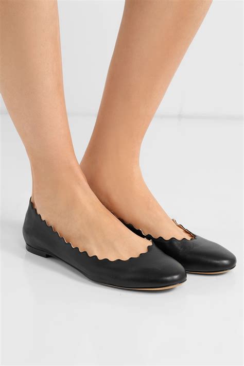 chloe lauren scalloped leather ballet flats|chloe flats scalloped.